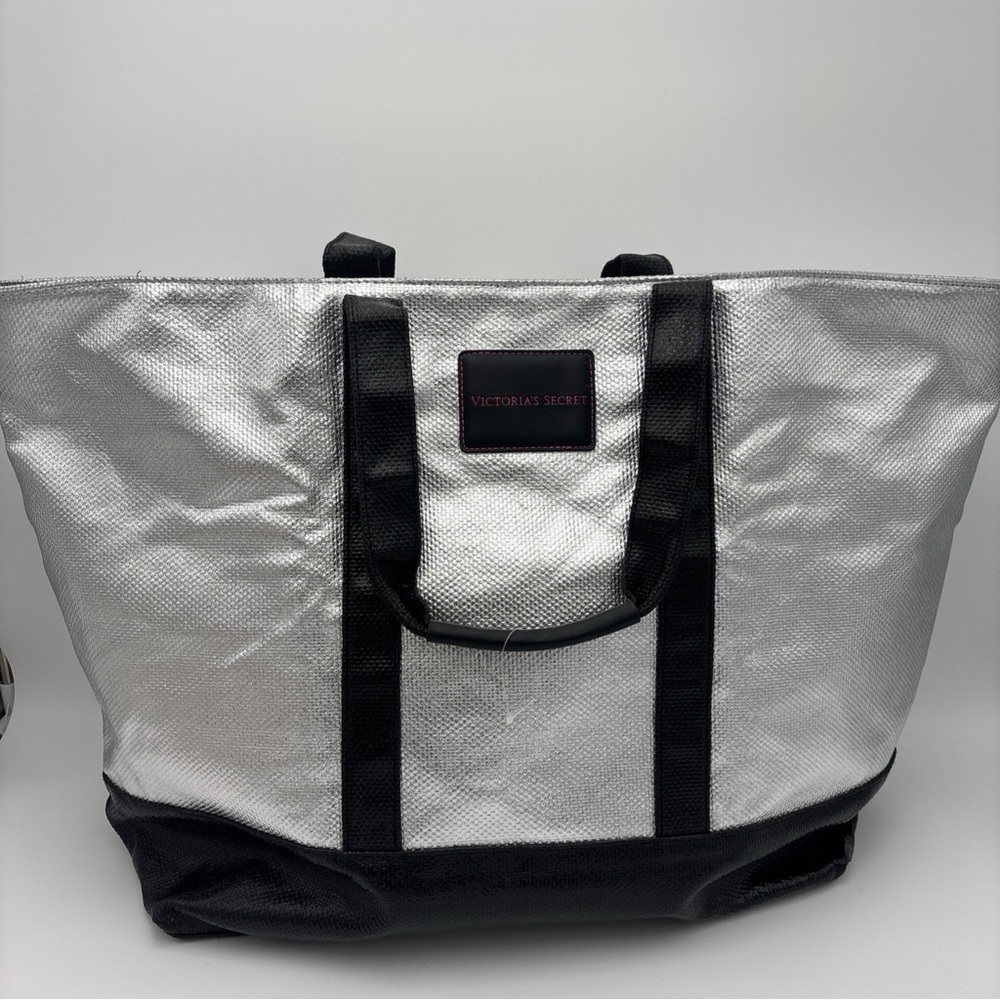 Victoria's Secret Metallic‎ Silver and Black Tote